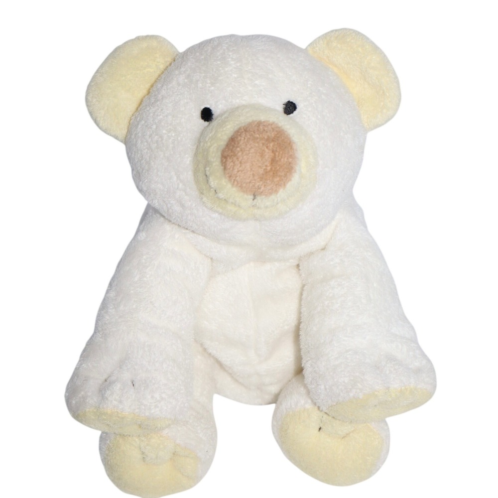 Ty Pluffies Cloud the Bear 2002 Cream White Yellow TyLux Plush 9 in
